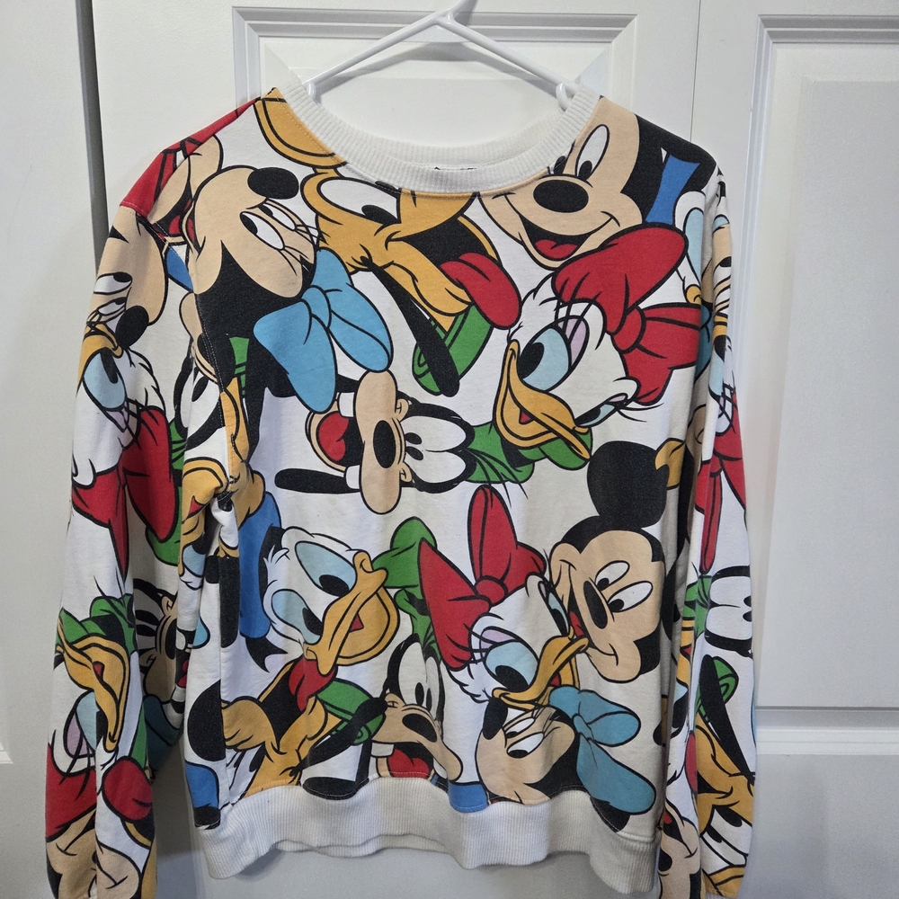 Vintage XL Disney Character All-Over Print Crewneck Sweatshirt - Bright Multi